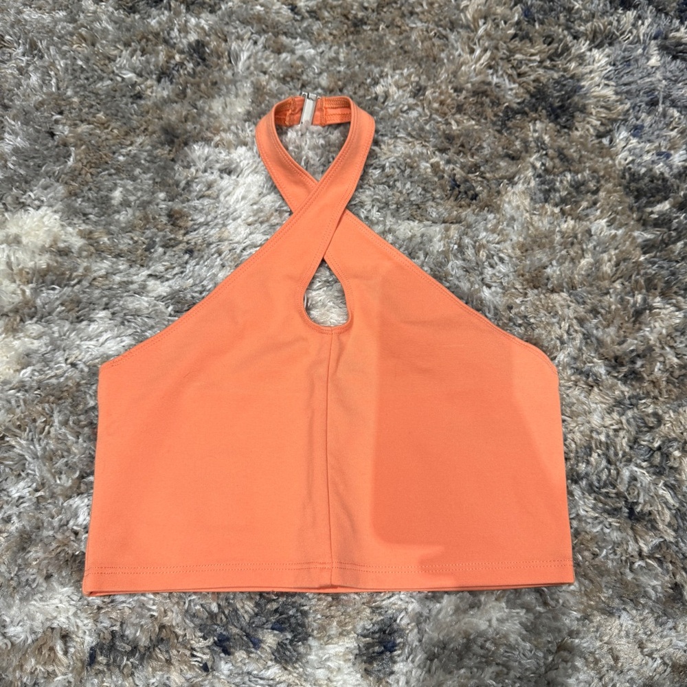 Aritzia Sunday Best Orange Cropped Halter Top